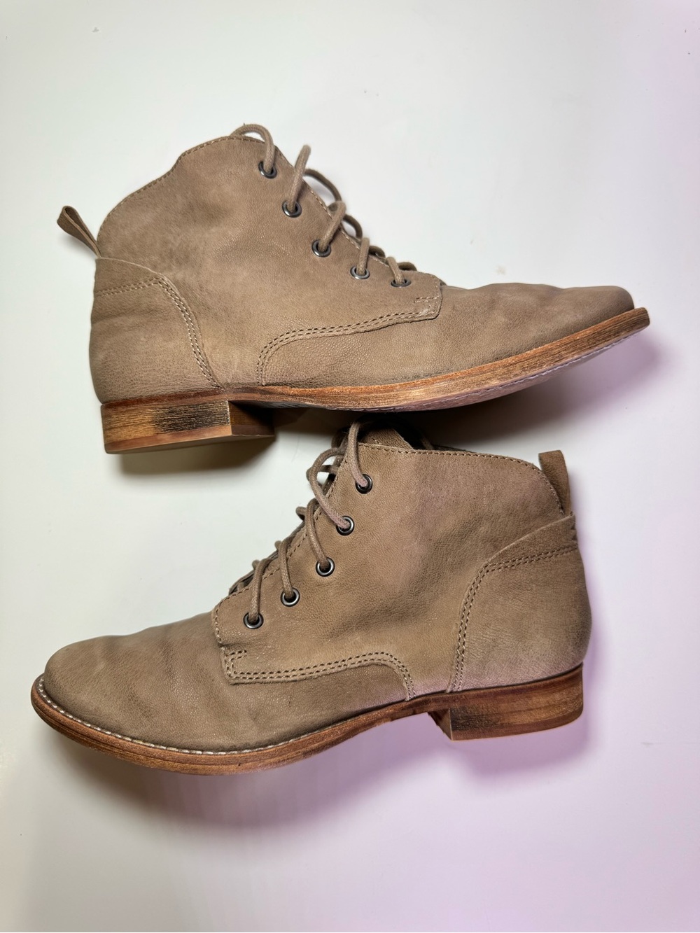 Sam Edelman Suede Lace-Up Ankle Boots - Taupe